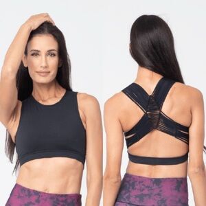 Vie Active Lacey Bra Black Ultra Fliw Women's Large NWT